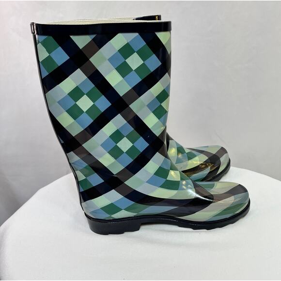 Rain Boots Women's US Size 9 Bull On Tall Blue Green Synthetic New With Defects - Picture 5 of 13